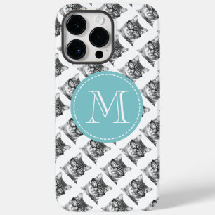 Cute cat with glasses photo custom name monogram Case-Mate iPhone 14 pro max case