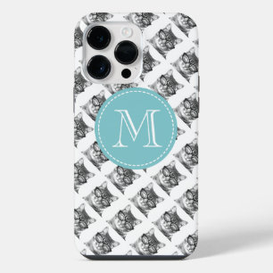 Cute cat with glasses photo custom name monogram iPhone 14 pro max case