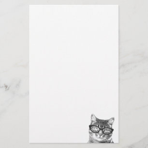 Cute cat with glasses stationery paper for writing