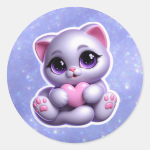 Cute Cat with heart Sticker