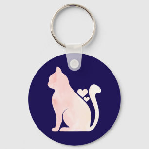 Cute Cat with Hearts Keychain