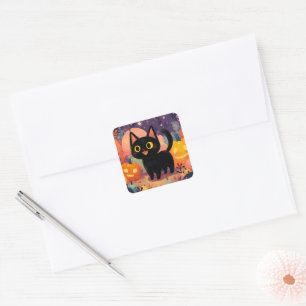 Cute Cat with Jack-o’-Lanterns - Sticker Sheet