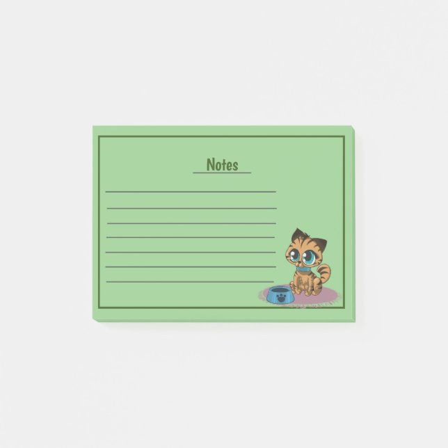 Cute Cat with Lines Post-it Notes (Front)