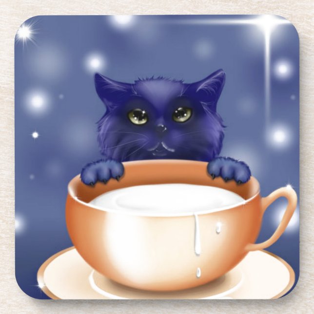 Cute Cat With Milk Coaster (Front)
