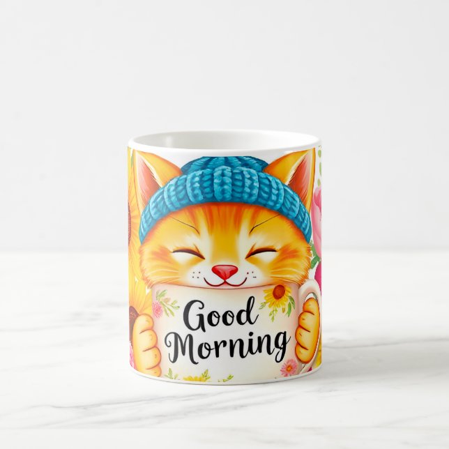 Cute Cat With Morning Coffee Mug (Center)