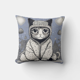 Cute Cat with Pajama Throw Pillow