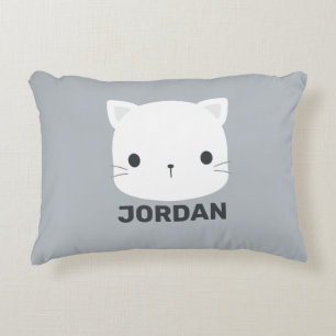 Cute Cat with Personalized Name Accent Pillow