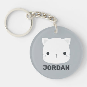 Cute Cat with Personalized Name Keychain