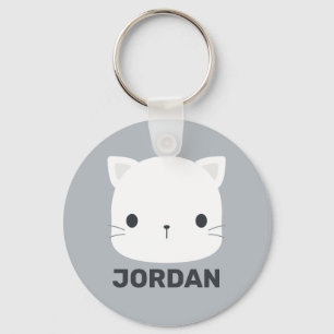 Cute Cat with Personalized Name Keychain