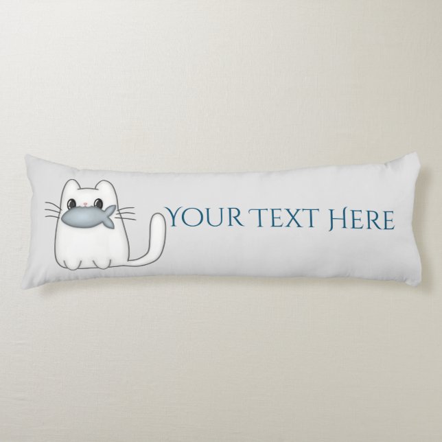 Cute Cat with Prize Fish Body Pillow (Front)