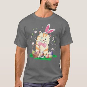 cute cat with rabbit ears easter eggs easter bunny T-Shirt