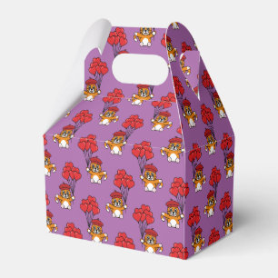 Cute Cat with Red Heart Balloons Favor Box