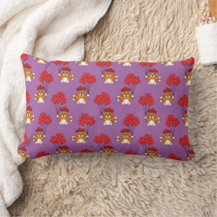 Cute Cat with Red Heart Balloons Lumbar Pillow