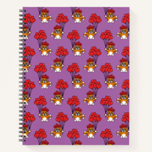 Cute Cat with Red Heart Balloons Notebook