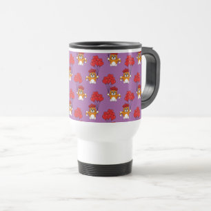 Cute Cat with Red Heart Balloons Travel Mug