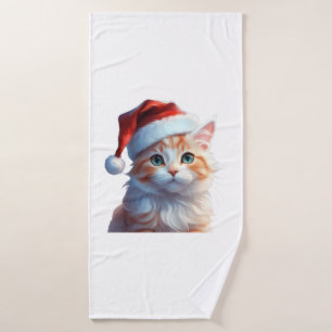 Cute cat with santa hat Classic T-Shirt Bath Towel