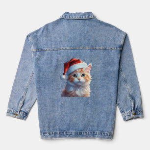 Cute cat with santa hat Classic T-Shirt Denim Jacket