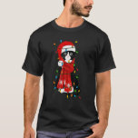 Cute Cat with Santa Hat Lights Funny Christmas Tee<br><div class="desc">Cute Cat with Santa Hat Lights Funny Christmas Tee</div>