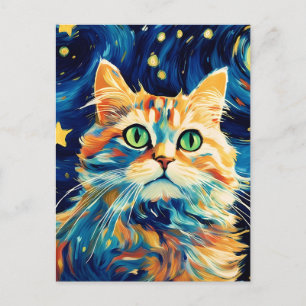 Cute cat with stars postcard