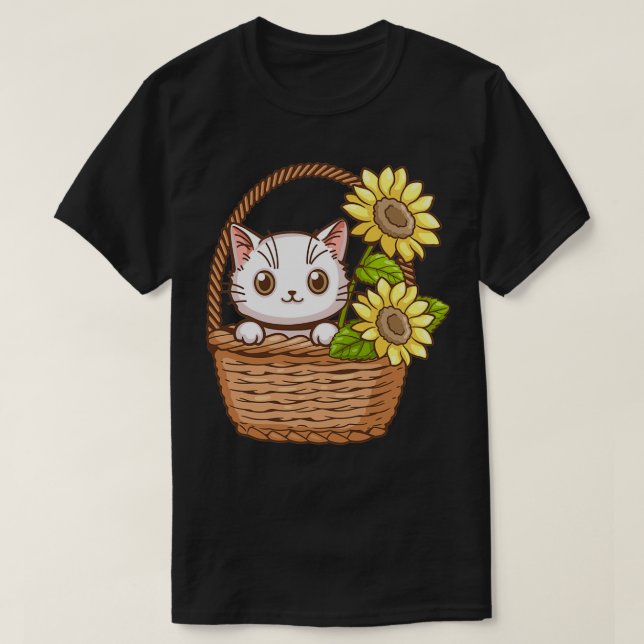 cute cat with sunflower 5 T-Shirt (Design Front)