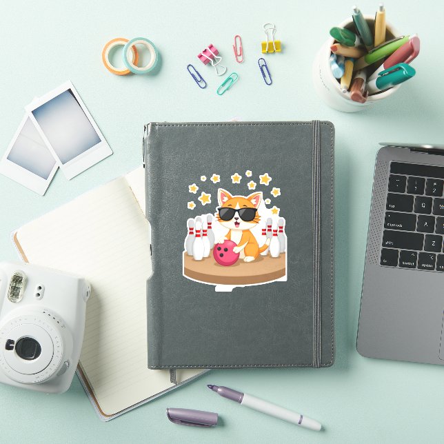 Cute Cat With Sunglasses Cat Playing Bowling For m (iPad Cover)
