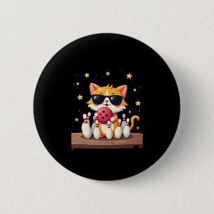 Cute Cat With Sunglasses Cat Playing Bowling For m 2 Inch Round Button