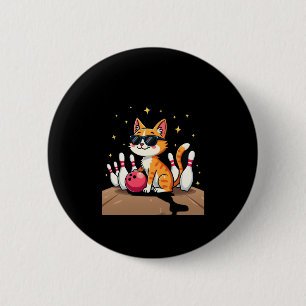 Cute Cat With Sunglasses Cat Playing Bowling For m 2 Inch Round Button