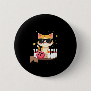 Cute Cat With Sunglasses Cat Playing Bowling For m 2 Inch Round Button