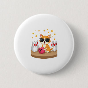 Cute Cat With Sunglasses Cat Playing Bowling For m 2 Inch Round Button