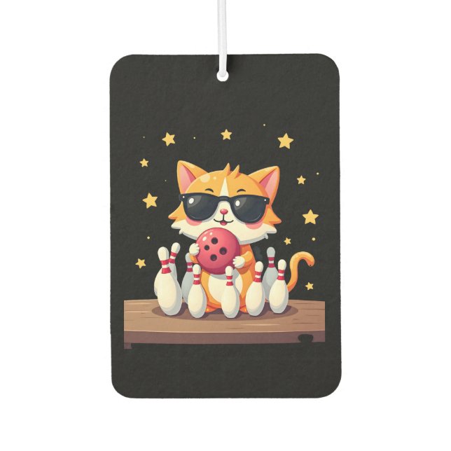 Cute Cat With Sunglasses Cat Playing Bowling For m Air Freshener (Front)