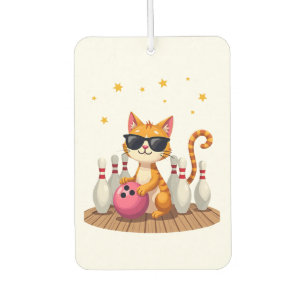 Cute Cat With Sunglasses Cat Playing Bowling For m Air Freshener