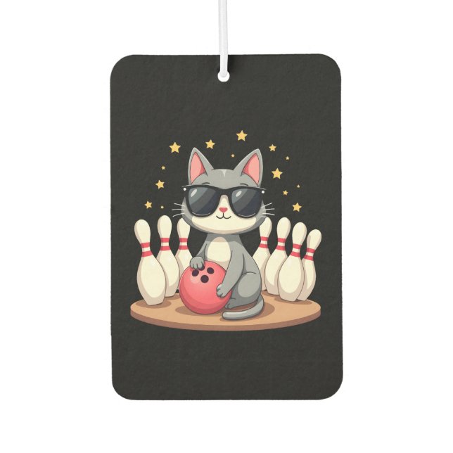 Cute Cat With Sunglasses Cat Playing Bowling For m Air Freshener (Front)