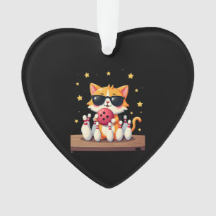 Cute Cat With Sunglasses Cat Playing Bowling For m Ornament
