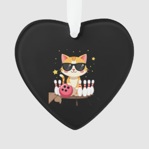 Cute Cat With Sunglasses Cat Playing Bowling For m Ornament