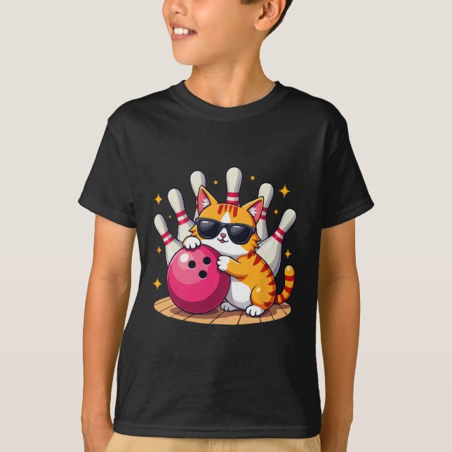 Cute Cat With Sungles Cat Playing Bowling For Men  T-Shirt (Front)
