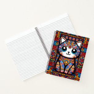 Cute Cat with Traditional Pattern Charm Notebook