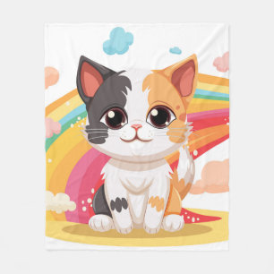 Cute Cat with Vibrant Colours Design Fleece Blanke Blanket