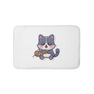 Cute Cat with Yarn Classic T-Shirt Bath Mat