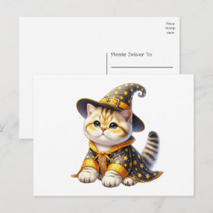 Cute Cat Wizard Witch Hello Love Thinking of You Postcard