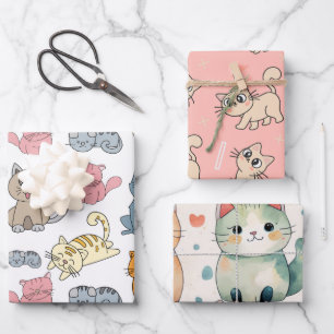 Cute Cat Wrapping Paper, Cat Gift Wrap, Cat Paper Sheet