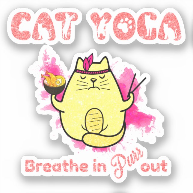Cute Cat Yoga – "Breathe In, Purr Out" (Front)