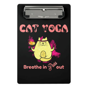 Cute Cat Yoga – "Breathe In, Purr Out" Mini Clipboard