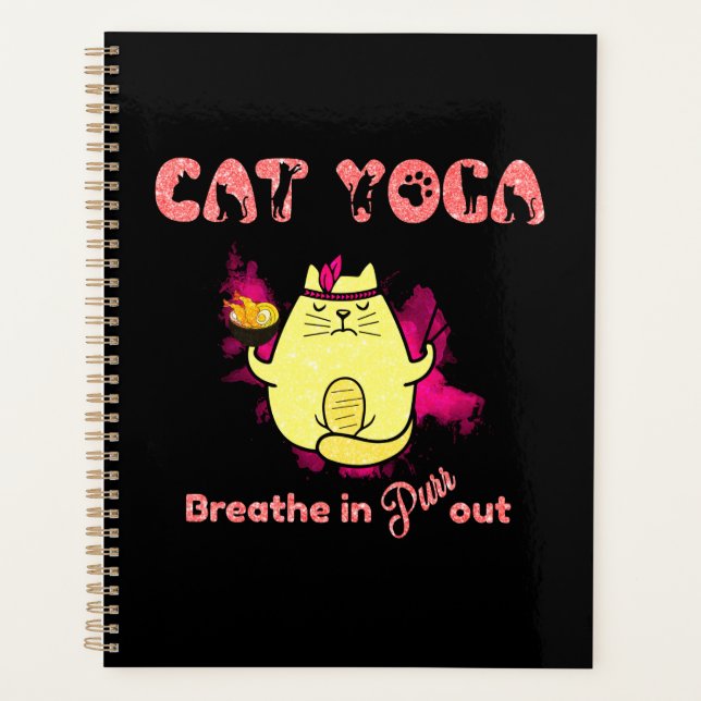 Cute Cat Yoga – "Breathe In, Purr Out" Planner (Front)