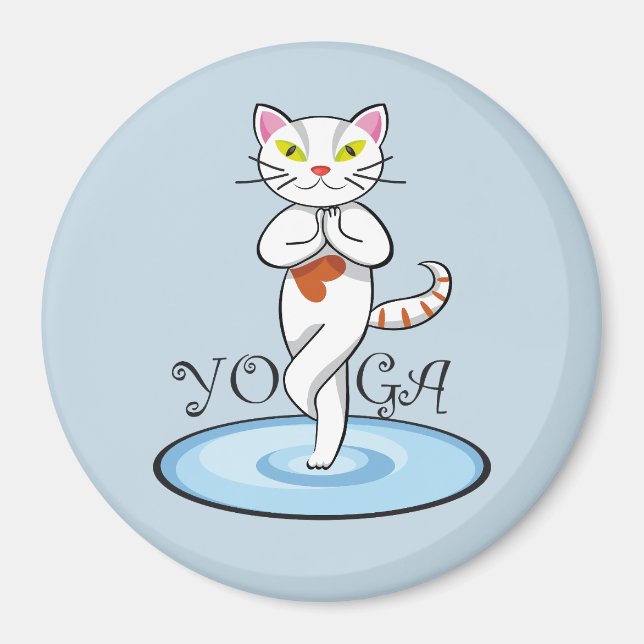 Cute cat yoga magnet (Front)