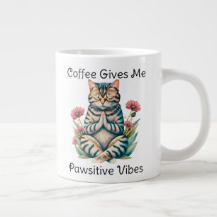 Cute Cat Yoga Pose Meditation Funny Kitty Quote Large Coffee Mug