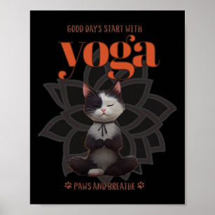 Cute Cat Yoga Spiritual Meditation Zen Lance Namas Poster