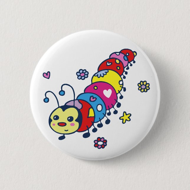 Cute Caterpillar 2 Inch Round Button (Front)