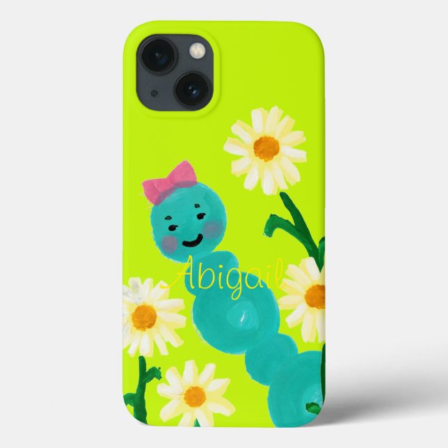 Cute Caterpillar and Daisies Personalized Case-Mate iPhone Case (Back)