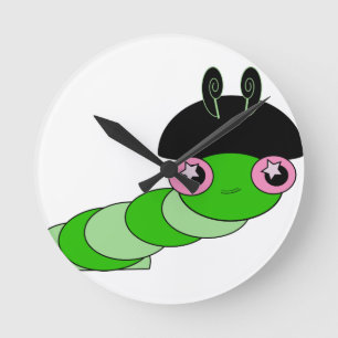 Cute Caterpillar Round Clock