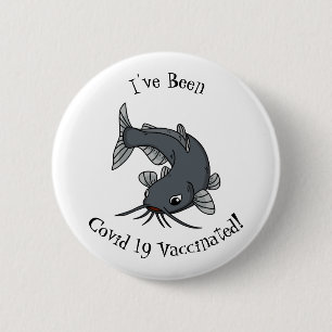 Cute catfish cartoon illustration 2 inch round button